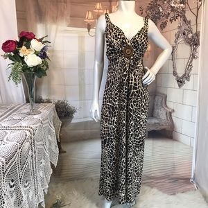 Sexy En Focus Knit Animal Print Maxi Dress Sz 8